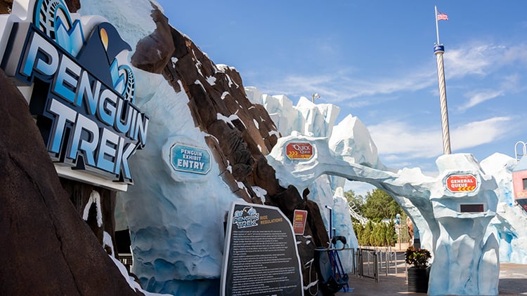 Penguin Trek attraction sign and entrance