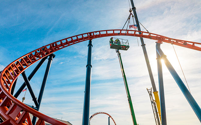 Final track installation for Ice Breaker at SeaWorld Orlando